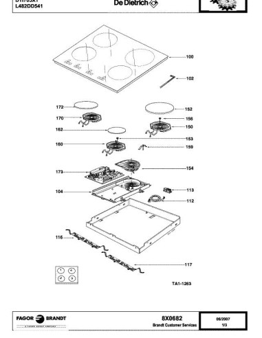 Pièces détachées DE DIETRICH DTI705X 8X0682 Annee 0 8X0682 