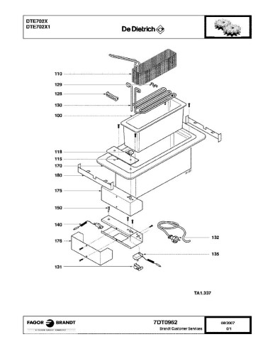 Pièces détachées DE DIETRICH DTE702X DTE702X1 DTE702X2 