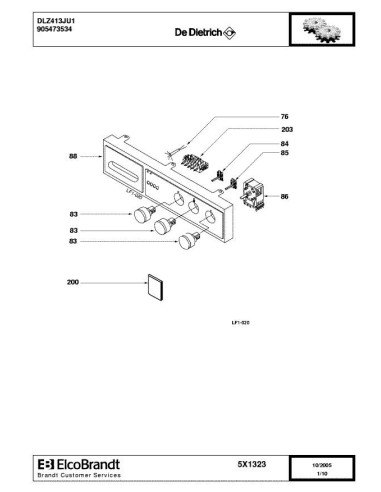 Pièces détachées DE DIETRICH DLZ413JU1 5X1323 Annee 0 5X1323 