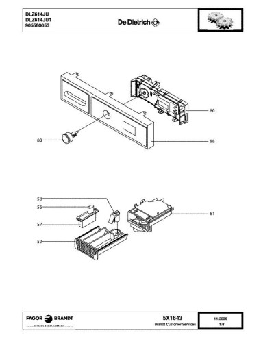 Pièces détachées DE DIETRICH DLZ614JU1 5X1643 Annee 0 5X1643 