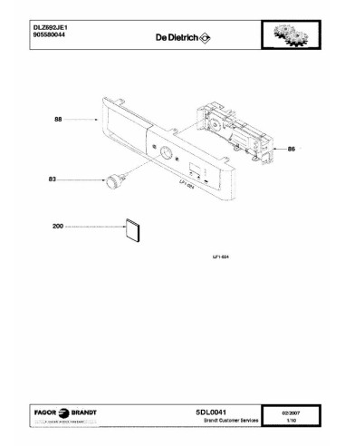 Pièces détachées DE DIETRICH DLZ692JE1 905580044 5DL0041 