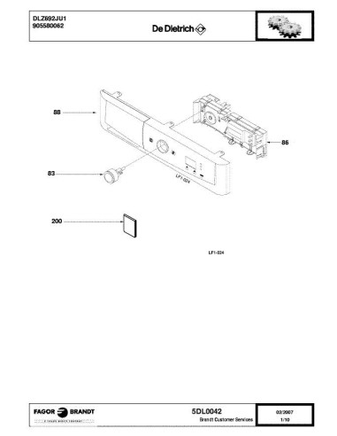 Pièces détachées DE DIETRICH DLZ692JU1 5DL0042 Annee 0 5DL0042 