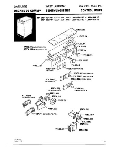 Pièces détachées DE DIETRICH LW1462F1 LW1462F11 