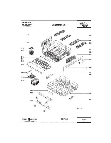 Pièces détachées DE DIETRICH DVF942WE1 DVF942WE1/A 