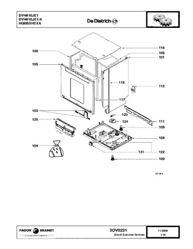Pièces détachées DE DIETRICH DVH610JE1 DVH610JE1/A 3DV0231 