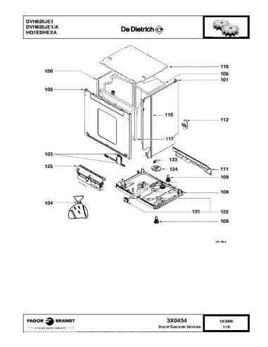 Pièces détachées DE DIETRICH DVH620JE1 DVH620JE1/A 3X0454 