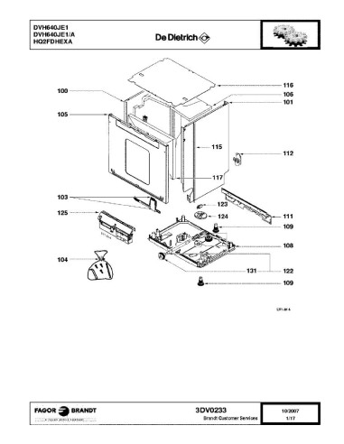 Pièces détachées DE DIETRICH DVH640JE1 DVH640JE1/A 3DV0233 