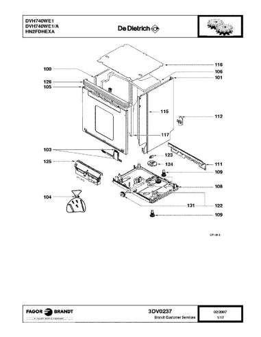 Pièces détachées DE DIETRICH DVH740WE1 DVH740WE1/A 3DV0237 