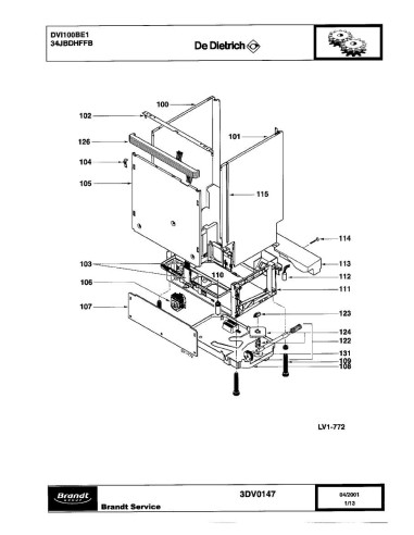Pièces détachées DE DIETRICH DVI100BE1 34JBDHFFB 