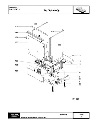 Pièces détachées DE DIETRICH DVI131XE1 34SEDHEXC 