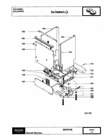 Pièces détachées DE DIETRICH DVI150BE1 34TJDHFFE 