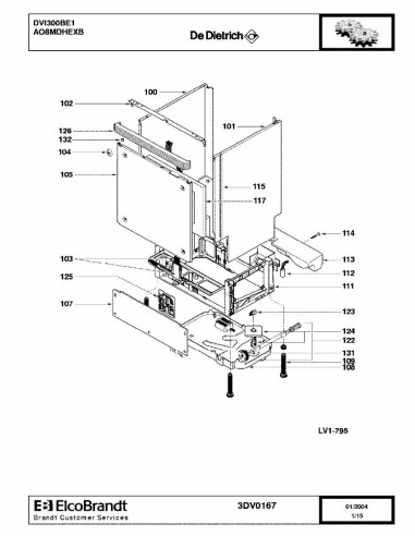 Pièces détachées DE DIETRICH DVI300BE1 AO8MDHEXB 3DV0171 3DV0198 