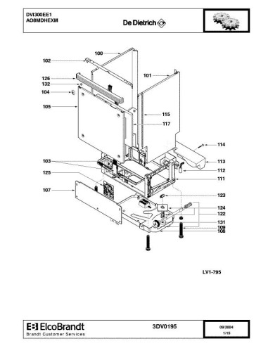 Pièces détachées DE DIETRICH DVI300EE1 3DV0173 3DV0195 Annee 0 3DV0195 