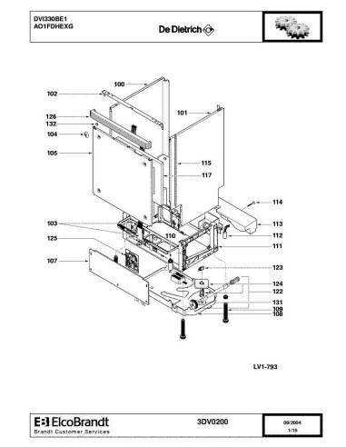 Pièces détachées DE DIETRICH DVI330BE1 AO1FDHEXB 3DV0067 3DV0200 Annee 0 3DV0200 