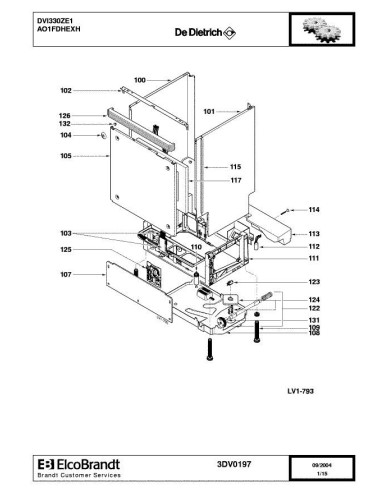 Pièces détachées DE DIETRICH DVI330ZE1 3DV0197 Annee 0 3DV0197 