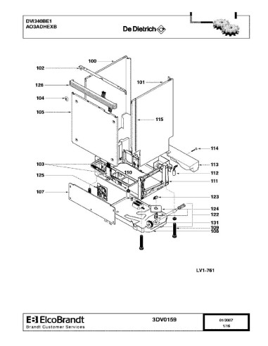 Pièces détachées DE DIETRICH DVI340BE1 AO3ADHEXB 3DV0159 3DV0191 