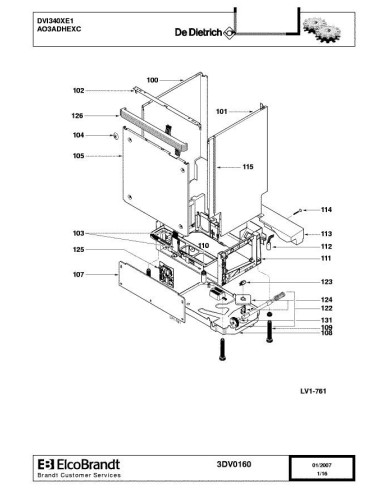 Pièces détachées DE DIETRICH DVI340XE1 AO3ADHEXC 3DV0160 3DV0196 Annee 0 3DV0160 