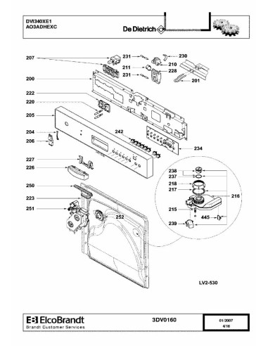 Pièces détachées DE DIETRICH DVI340XE1 AO3ADHEXC 3DV0160 3DV0196 