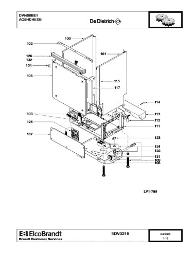 Pièces détachées DE DIETRICH DVI400BE1 AO8HDHEXB 3DV0216 