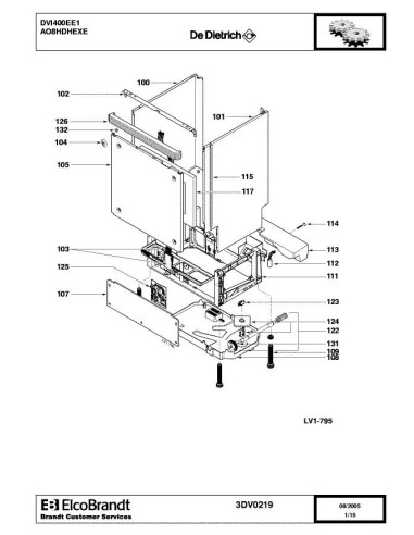 Pièces détachées DE DIETRICH DVI400EE1 3DV0219 Annee 0 3DV0219 