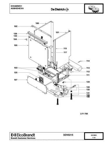 Pièces détachées DE DIETRICH DVI400WE1 3DV0215 Annee 0 3DV0215 