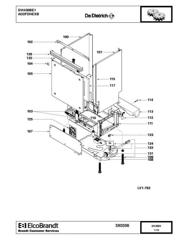 Pièces détachées DE DIETRICH DVI430BE1 AO2ADHEXB 3DV0230 3X0356 Annee 0 3X0356 