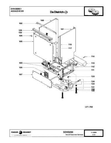 Pièces détachées DE DIETRICH DVI430BE1 AO2ADHEXB 3DV0230 3X0356 