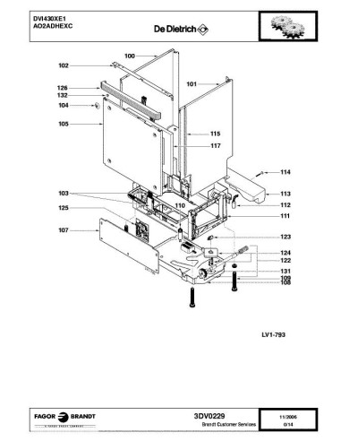 Pièces détachées DE DIETRICH DVI430XE1 AO2ADHEXC 3DV0229 3X0357 Annee 0 3DV0229 