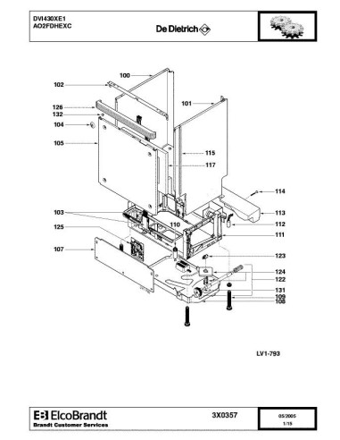 Pièces détachées DE DIETRICH DVI430XE1 AO2ADHEXC 3DV0229 3X0357 Annee 0 3X0357 