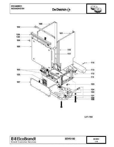 Pièces détachées DE DIETRICH DVI440BE1 3DV0209 AO3ADHEXH 