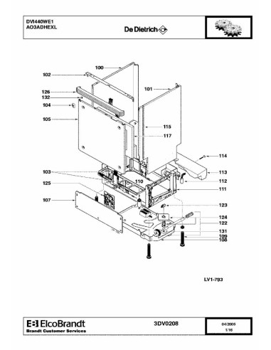 Pièces détachées DE DIETRICH DVI440WE1 AO3ADHEXL 3DV0208 