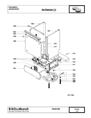 Pièces détachées DE DIETRICH DVI440XE1 3DV0193 3DV0211 AO3ADHEXF AO3ADHEXI AO3ADHEXN 