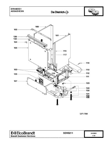 Pièces détachées DE DIETRICH DVI440XE1 AO3ADHEXF AO3ADHEXI AO3ADHEXN 3DV0193 3DV0211 