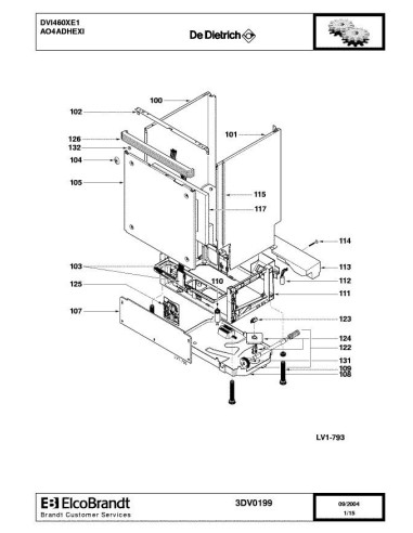 Pièces détachées DE DIETRICH DVI460XE1 3DV0184 3DV0199 3DV0214 Annee 0 3DV0199 