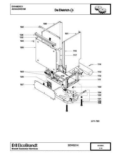 Pièces détachées DE DIETRICH DVI460XE1 3DV0184 3DV0199 3DV0214 Annee 0 3DV0214 