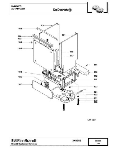 Pièces détachées DE DIETRICH DVI460XZ1 3X0382 Annee 0 3X0382 