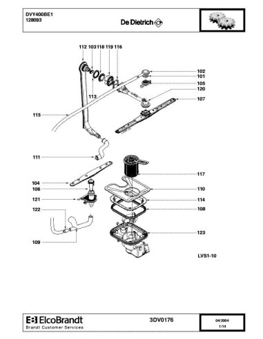 Pièces détachées DE DIETRICH DVY400BE1 3DV0176 Annee 0 3DV0176 