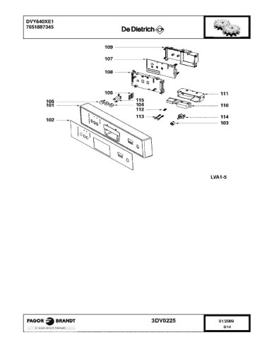 Pièces détachées DE DIETRICH DVY640XE1 7651887345 3DV0225 