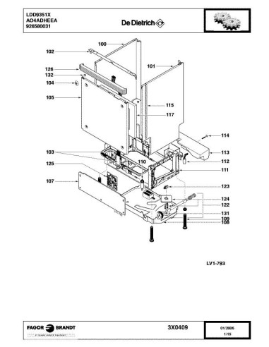 Pièces détachées DE DIETRICH LDD935IX 3X0409 Annee 0 3X0409 