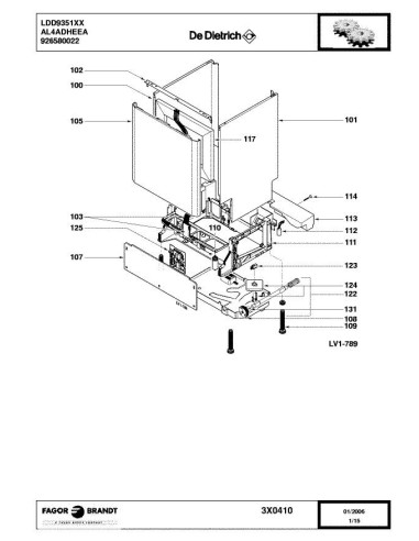 Pièces détachées DE DIETRICH LDD935IXX 3X0410 Annee 0 3X0410 