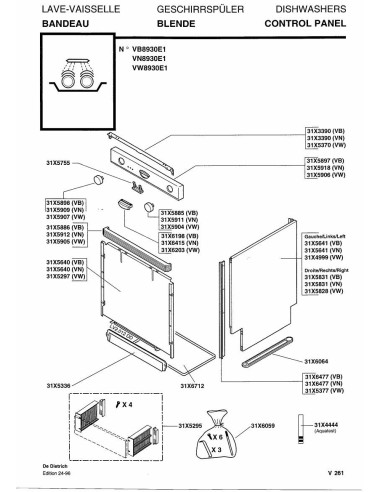 Pièces détachées DE DIETRICH VB8930E1 REP-000291 Annee 0 REP-000291 