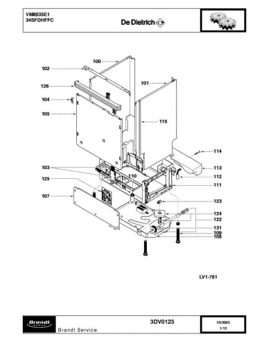 Pièces détachées DE DIETRICH VM8935E1 3DV0123 Annee 0 3DV0123 