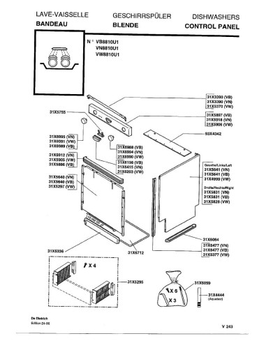 Pièces détachées DE DIETRICH VN8810U1 VN8810U11 