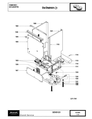 Pièces détachées DE DIETRICH VN8919E1 3DV0121 Annee 0 3DV0121 