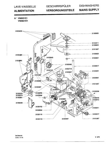 Pièces détachées DE DIETRICH VN8931E1 VN8931E1 