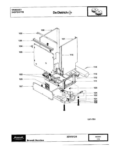 Pièces détachées DE DIETRICH VN8935E1 34SFDHFFB 