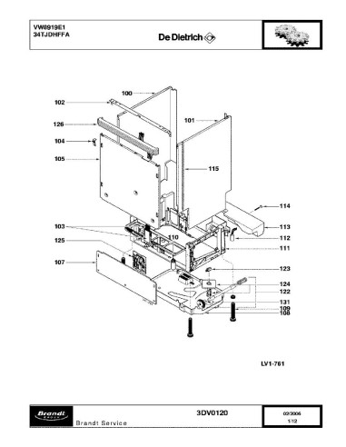 Pièces détachées DE DIETRICH VW8919E1 34TJDHFFA 3DV0120 