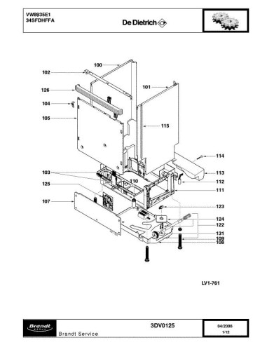 Pièces détachées DE DIETRICH VW8935E1 3DV0125 Annee 0 3DV0125 