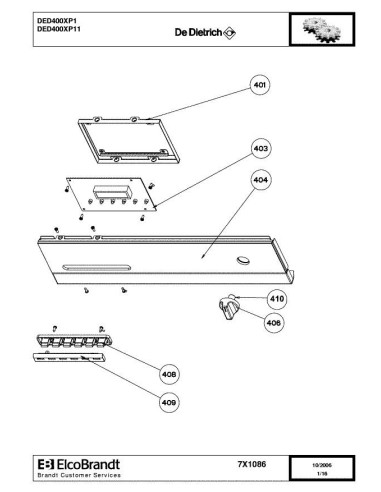 Pièces détachées DE DIETRICH DED400XP1 7X1086 8X0201 Annee 0 7X1086 