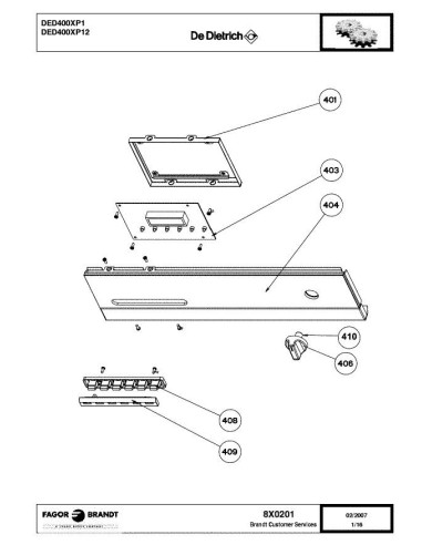 Pièces détachées DE DIETRICH DED400XP1 7X1086 8X0201 Annee 0 8X0201 